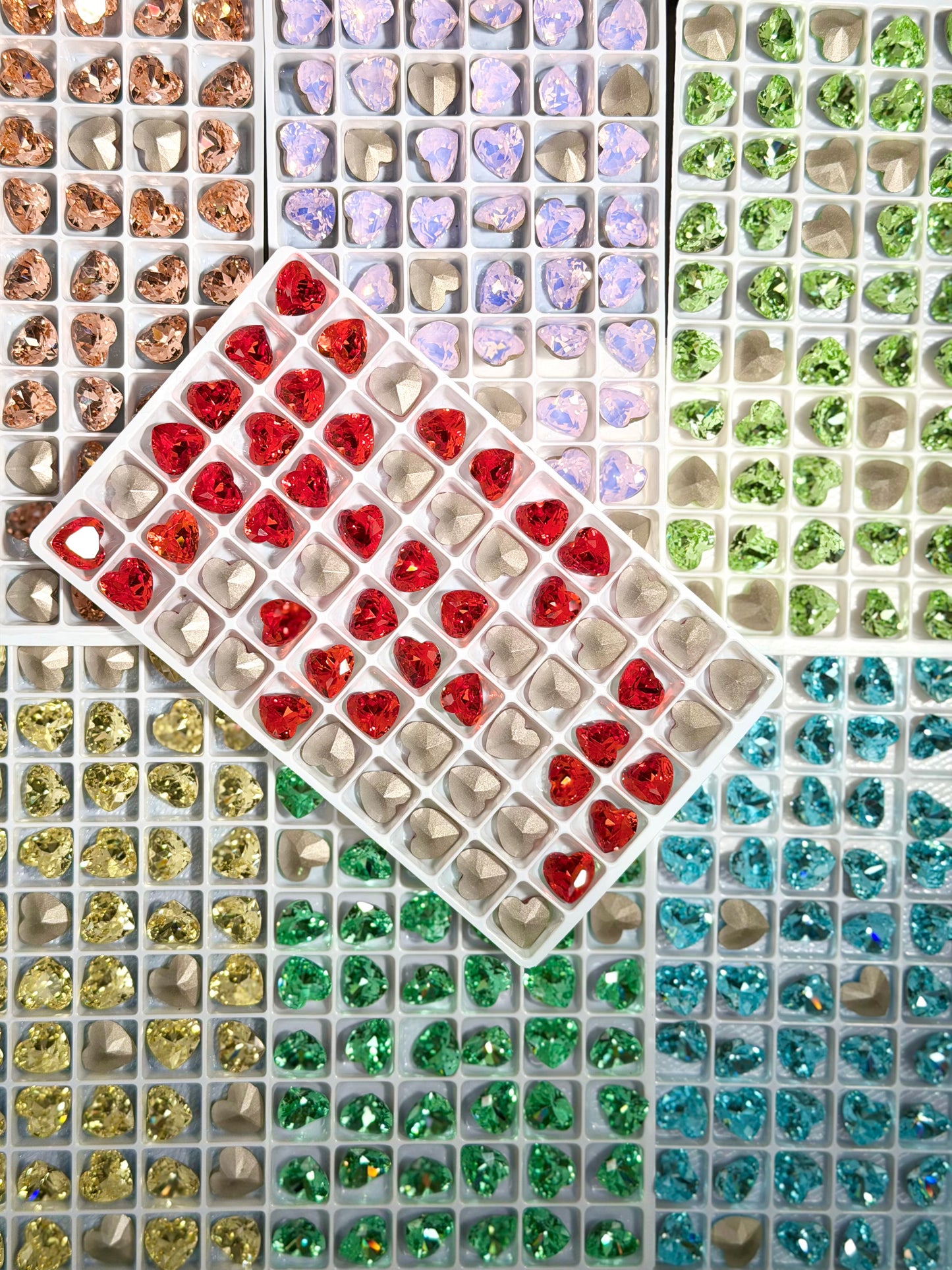 Luxe 10mm Heart Shape Foiled Pointed Back Rhinestones for Nails Arts and DIY