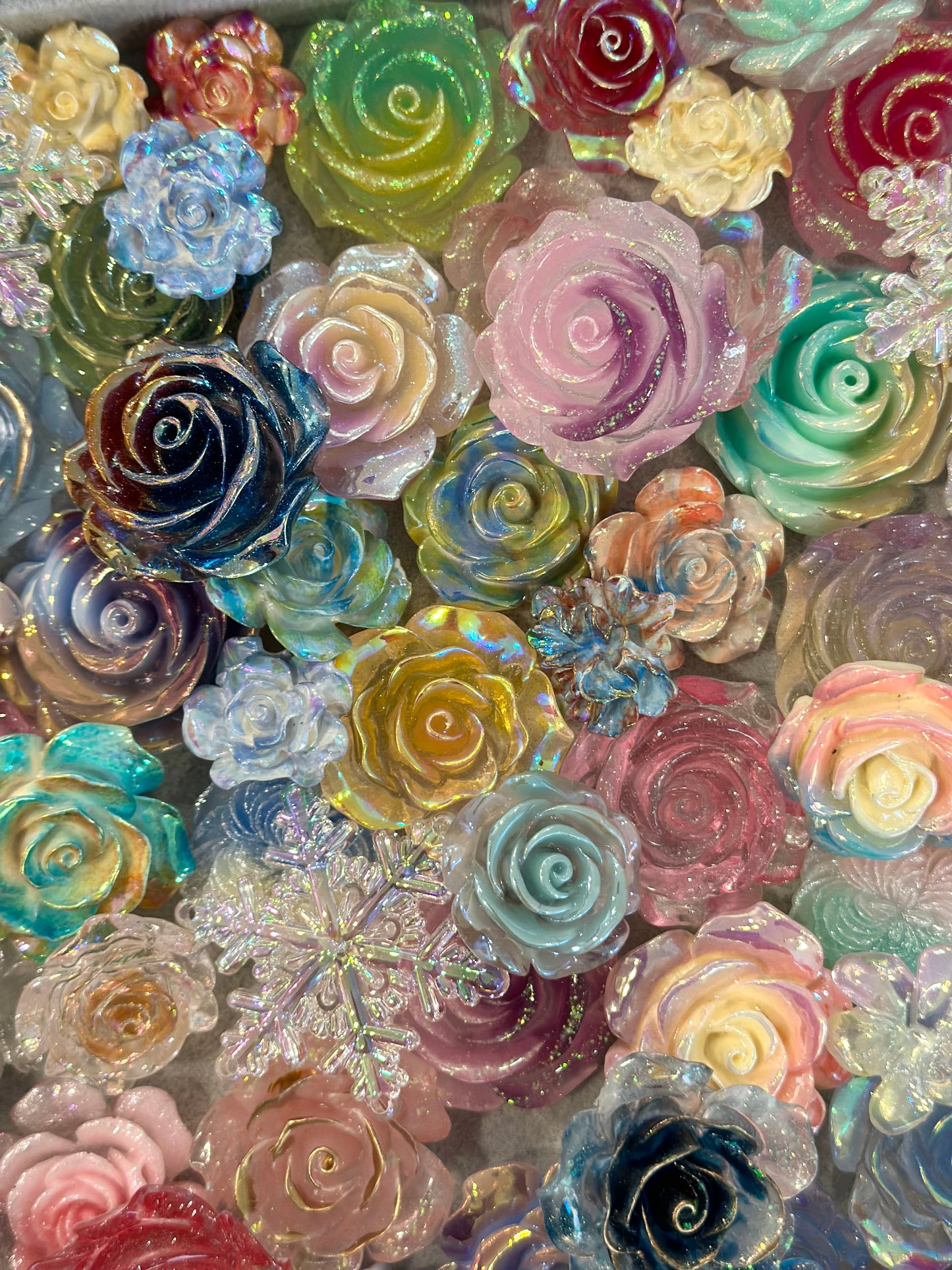 Mixed Flat-Back Rose Resin Flowers for DIY Crafts & Fashion Accessories