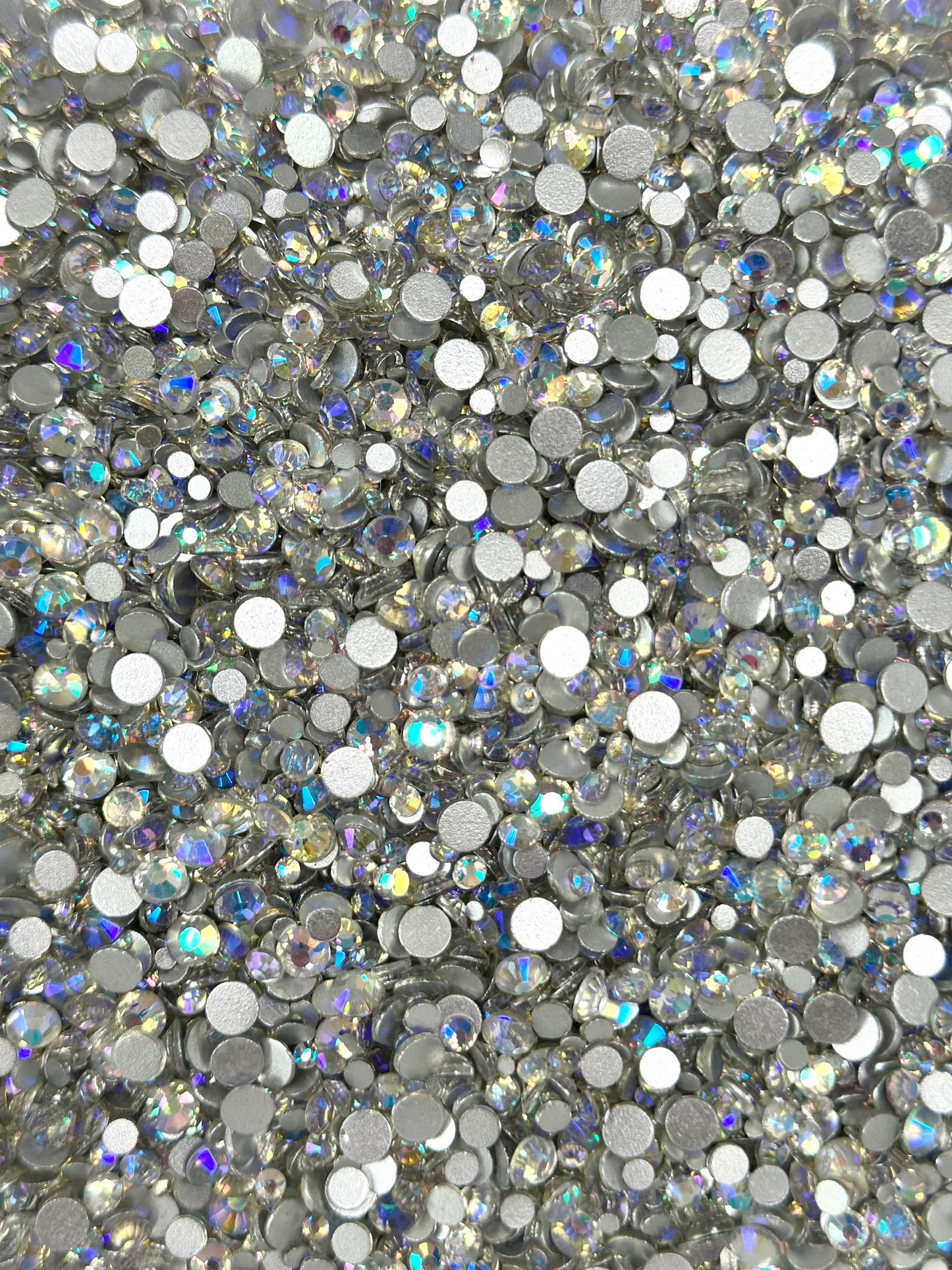 Mixed Sizes (SS6–SS20) Flat Back Round Glass Rhinestones