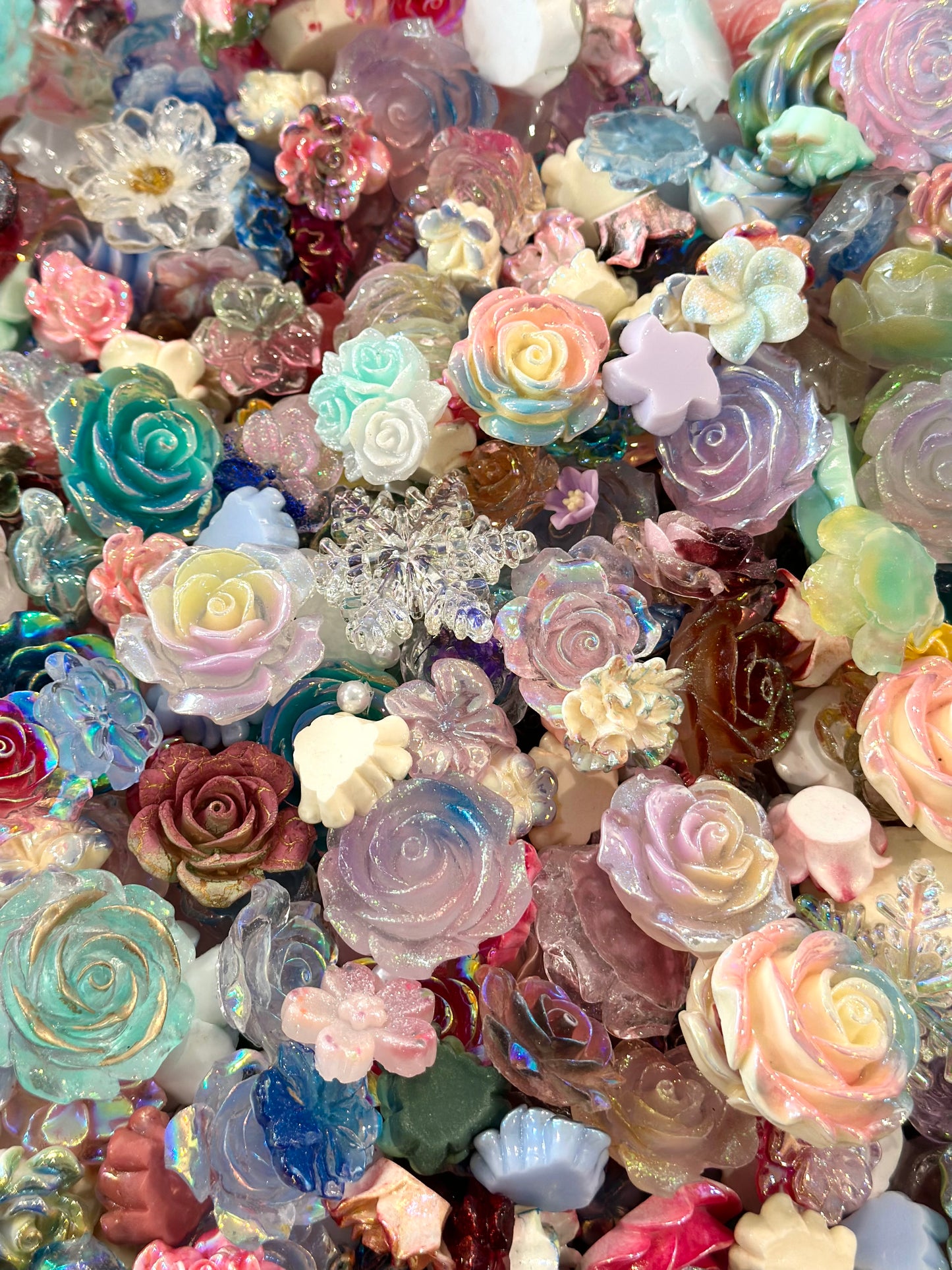 Mixed Flat-Back Rose Resin Flowers for DIY Crafts & Fashion Accessories
