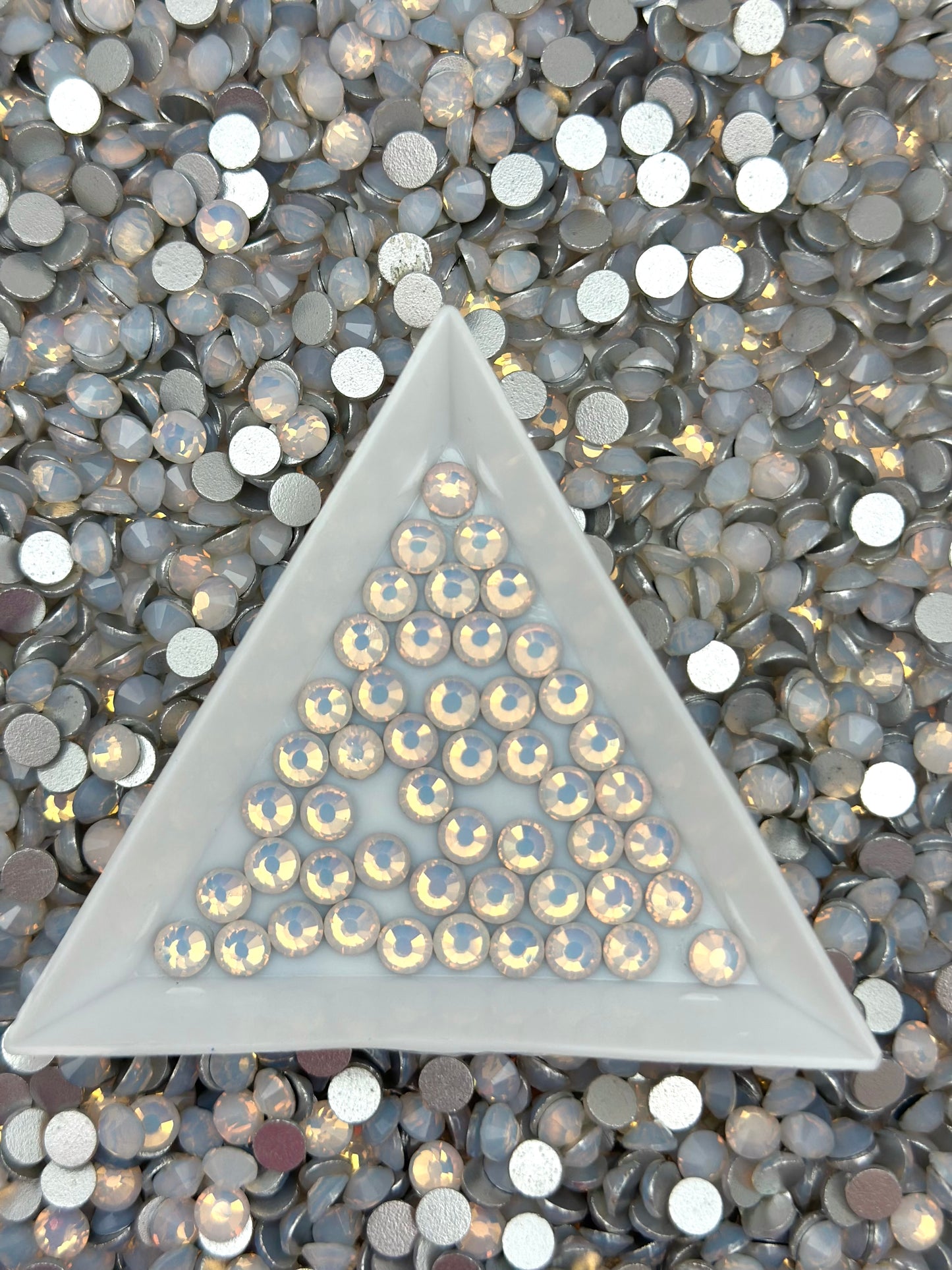 Opal Collection Flat Back Round Glass Rhinestones | Multiple Colors & Sizes (SS10-SS20)