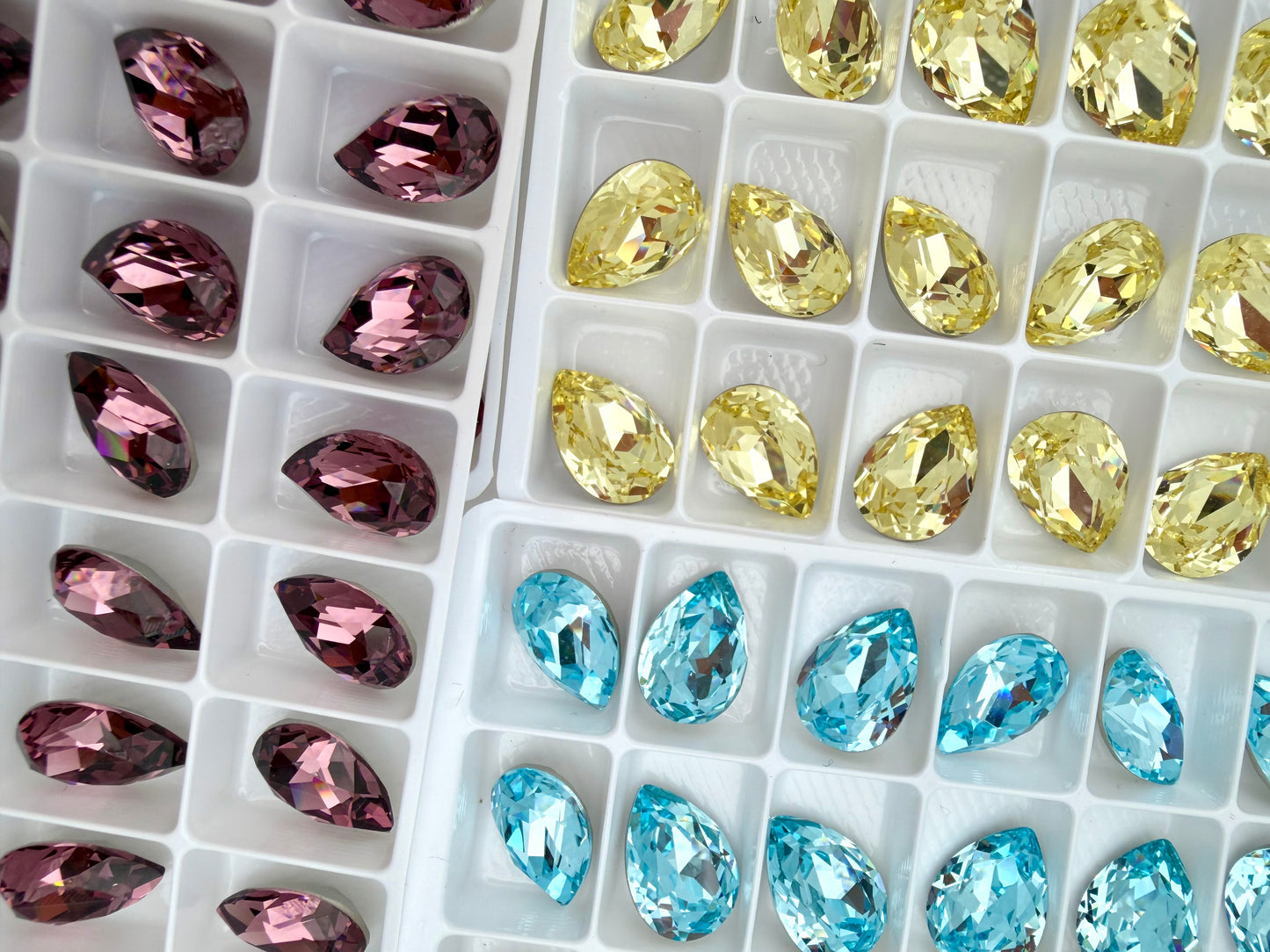 Luxe 10*14mm Large Tear Drop Foiled Pointed Back Rhinestones for Nails Arts and DIY