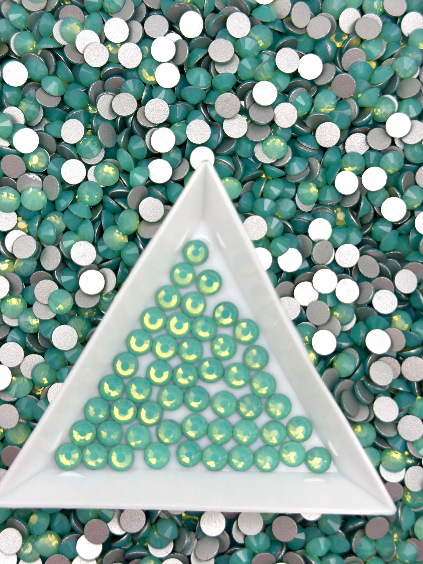 Opal Collection Flat Back Round Glass Rhinestones | Multiple Colors & Sizes (SS10-SS20)