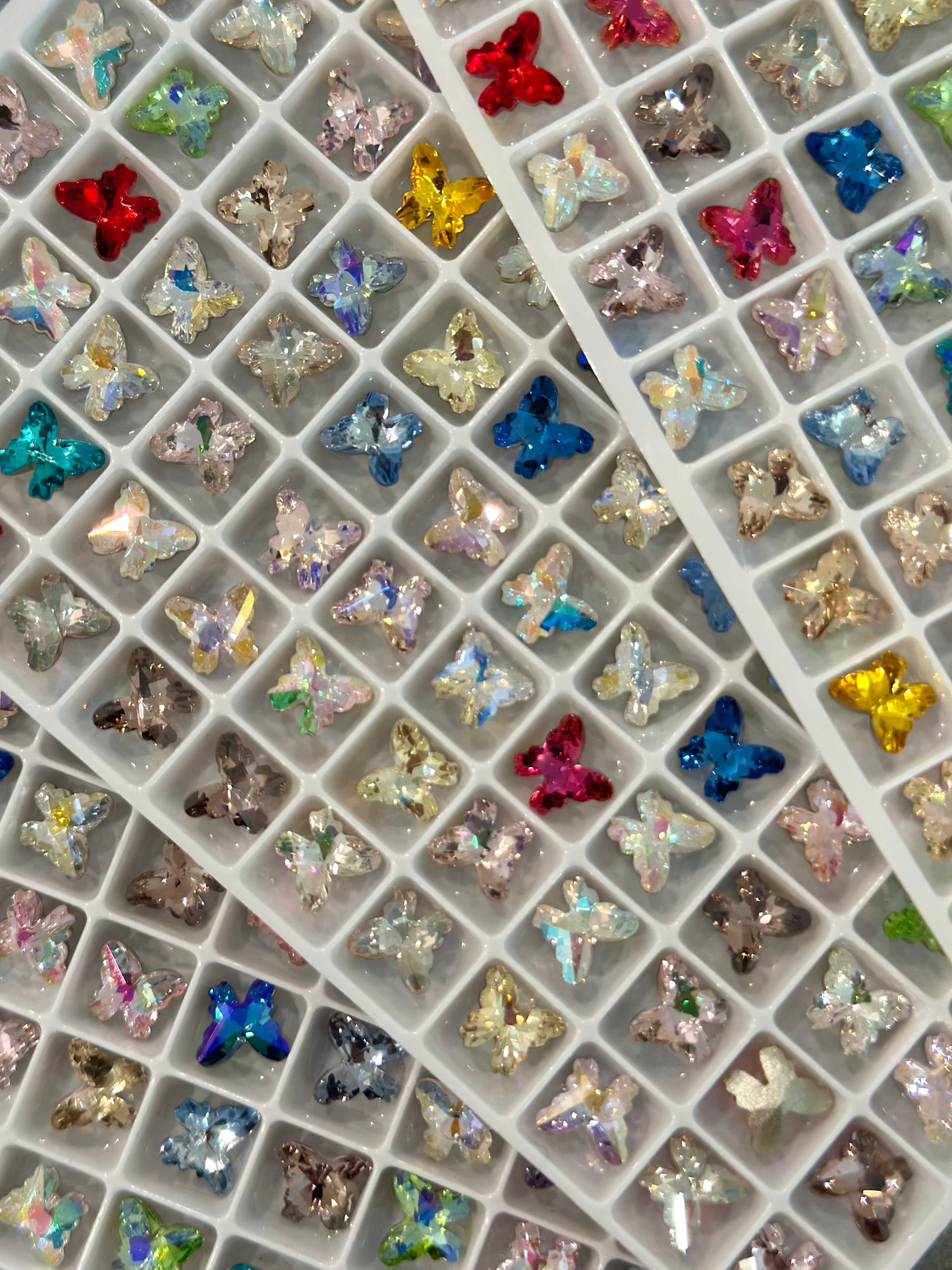 Butterfly Mixed Foiled Pointed Back Crystal Glass Rhinestones For Nails Art and DIY