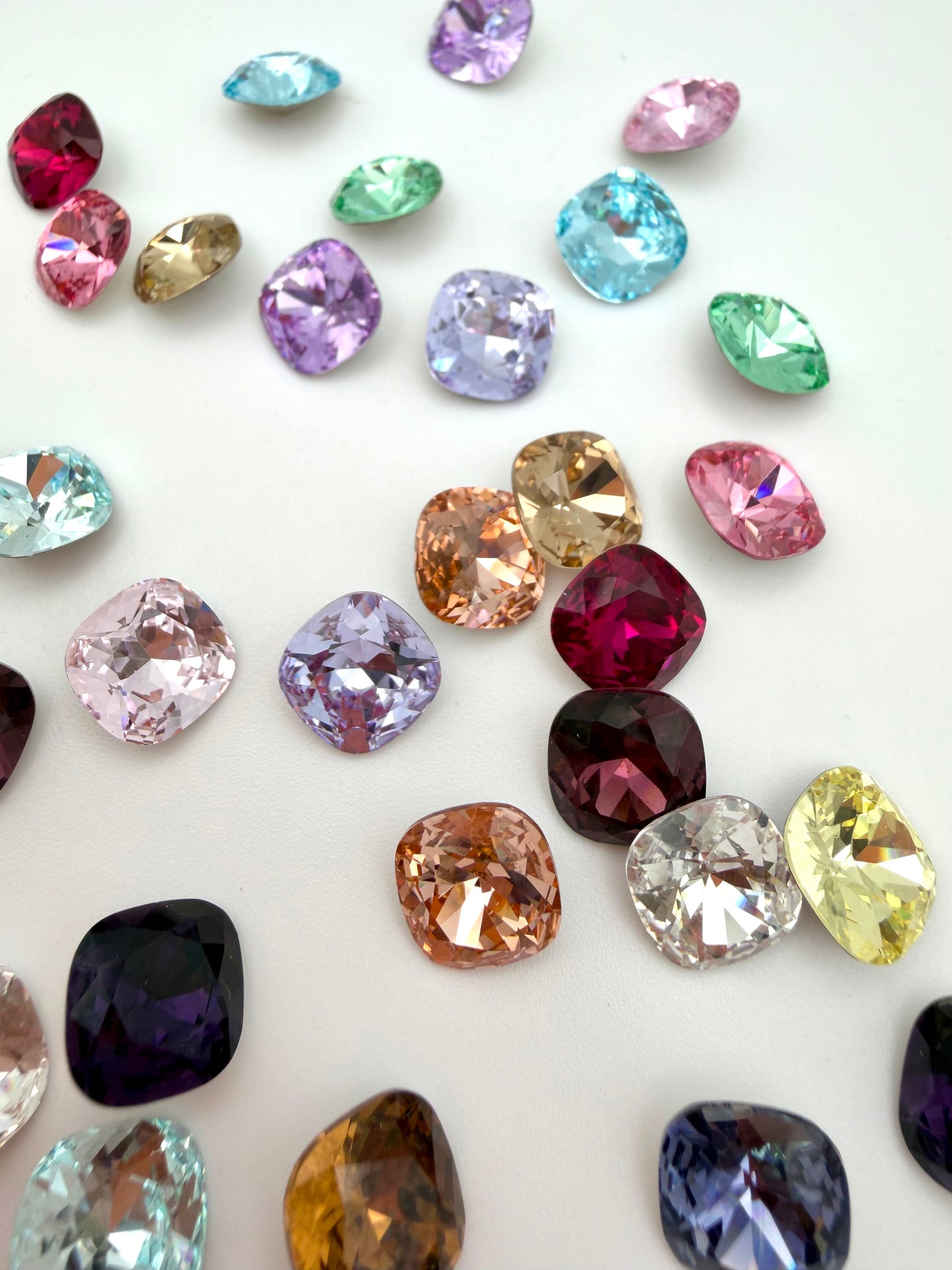 Luxe 10mm Cushion Shape Foiled Pointed Back Rhinestones for Nails Arts and DIY