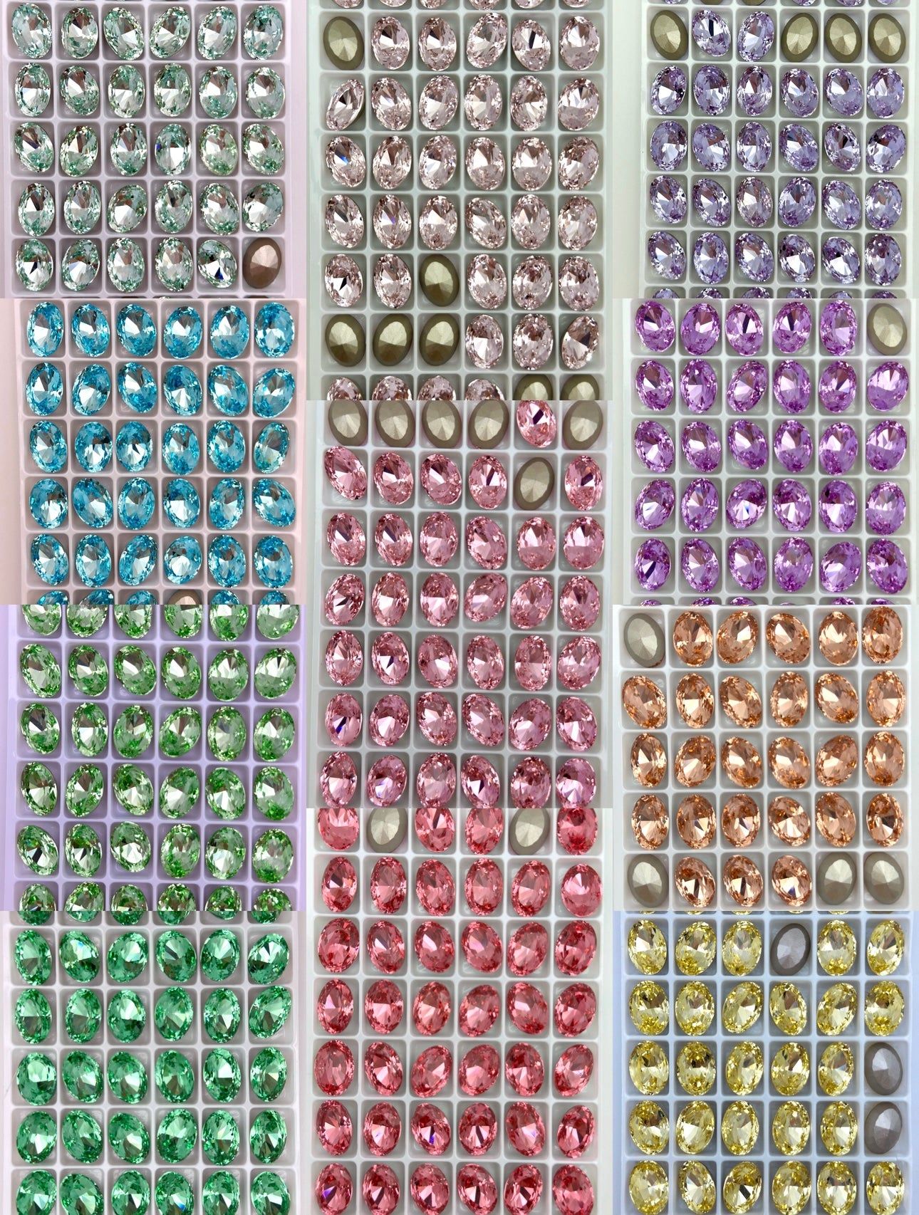 Luxe 10*14mm Large Oval Shape Foiled Pointed Back Rhinestones for Nails Arts and DIY