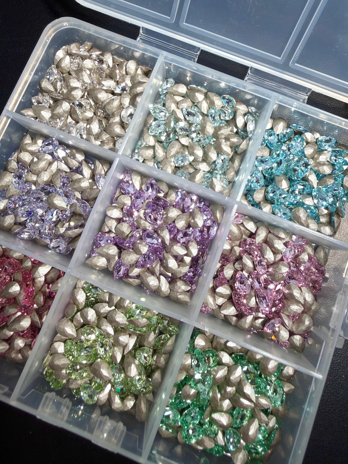 Luxe 4x6mm Tear Drop Foiled Pointed Back Rhinestones for Nails Arts and DIY