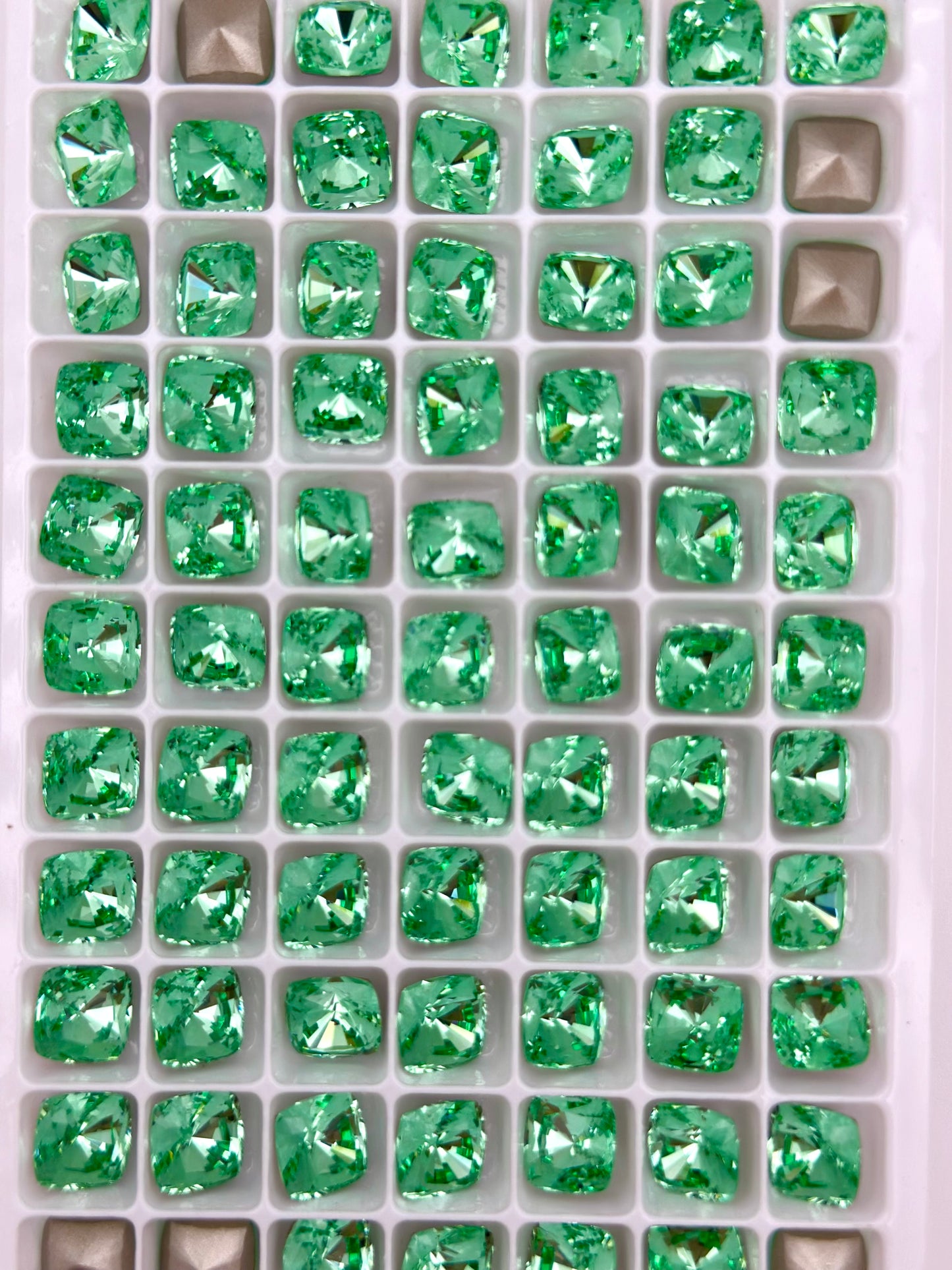 Luxe 8mm Cushion Shape Foiled Pointed Back Rhinestones for Nails Arts and DIY