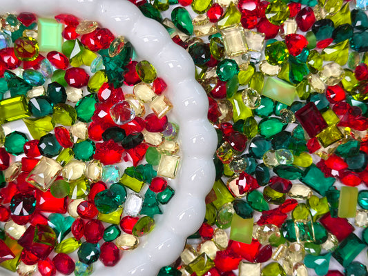 Christmas Mixed Pointed Back Crystal Glass Rhinestones For Nails Art and DIY