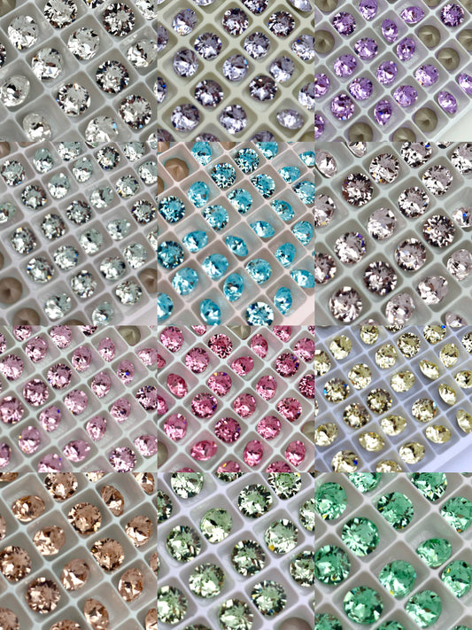 Luxe 8mm Round Shape Foiled Pointed Back Rhinestones for Nails Arts and DIY