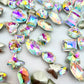 Mixed AB Foiled Pointed Back Crystal Glass Rhinestones for Nails and DIY