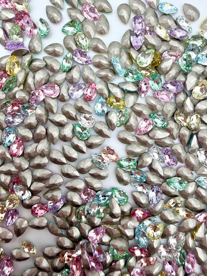 Luxe 4x6mm Small Tear Drop Foiled Pointed Back Rhinestones for Nails Arts and DIY