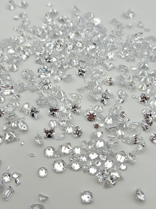 Small/Medium Size Cubic Zirconia Clear Pointed-Back Rhinestones Mix for Nail Art & DIY