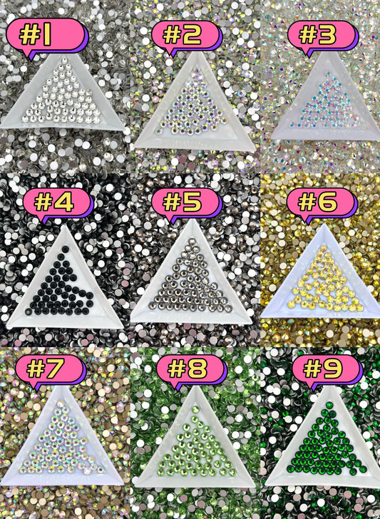 Flat Back Glass Rhinestones (No.1 - No.9) | Multiple Colors & Sizes (SS3-SS20)