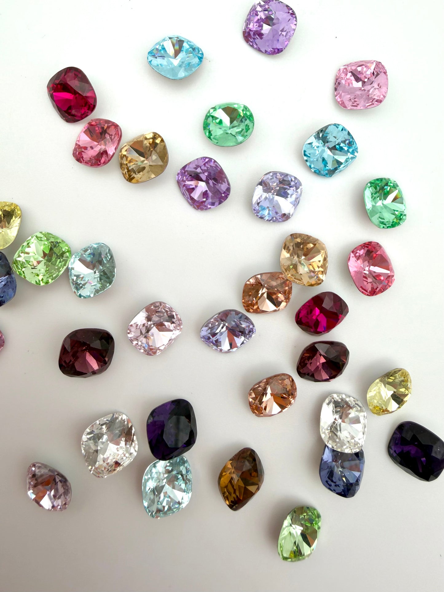 Luxe 10mm Cushion Shape Foiled Pointed Back Rhinestones for Nails Arts and DIY