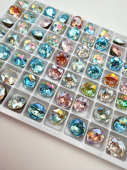 Luxe AB Rose Cut Foiled Pointed Back Rhinestones for Nails Arts and DIY