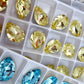 Luxe 10*14mm Large Tear Drop Foiled Pointed Back Rhinestones for Nails Arts and DIY