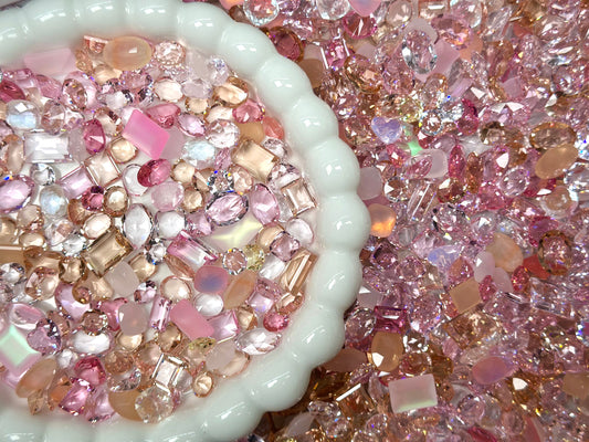 Luxe Champagne Rose Mixed Pointed Back Crystal Glass Rhinestones for Nails Arts and DIY
