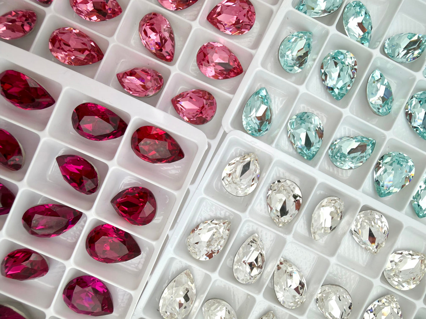 Luxe 10*14mm Large Tear Drop Foiled Pointed Back Rhinestones for Nails Arts and DIY