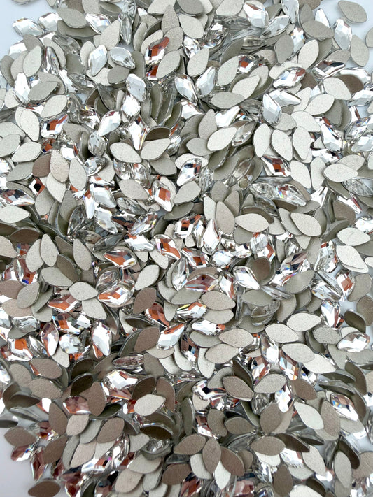Luxe 4x8mm Leaf Shape Flat Back Crystal Glass Rhinestone