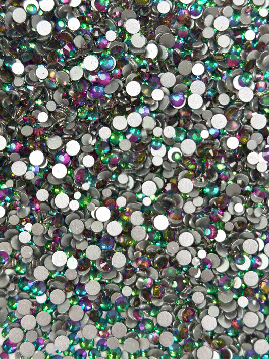 Mixed Sizes (SS6–SS20) Flat Back Round Glass Rhinestones
