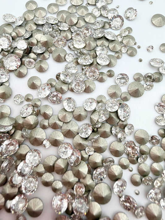 Cubic Zirconia Foiled Pointed Back Rhinestones Mix for Nail Art & DIY