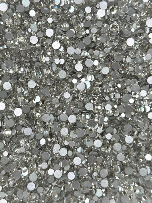 Color No.1-No.25 Mixed Sizes (From SS6 to SS20) Flat Back Round Glass Rhinestones