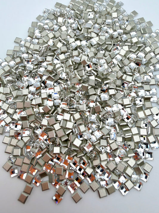 Luxe 3mm Square Shape Flat Back Crystal Glass Rhinestone