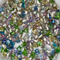 Small Size Mixed Foiled Pointed Back Crystal Glass Rhinestones DIY Nail Decoration Kit for Manicure, Crafts, Jewelry Making, and More