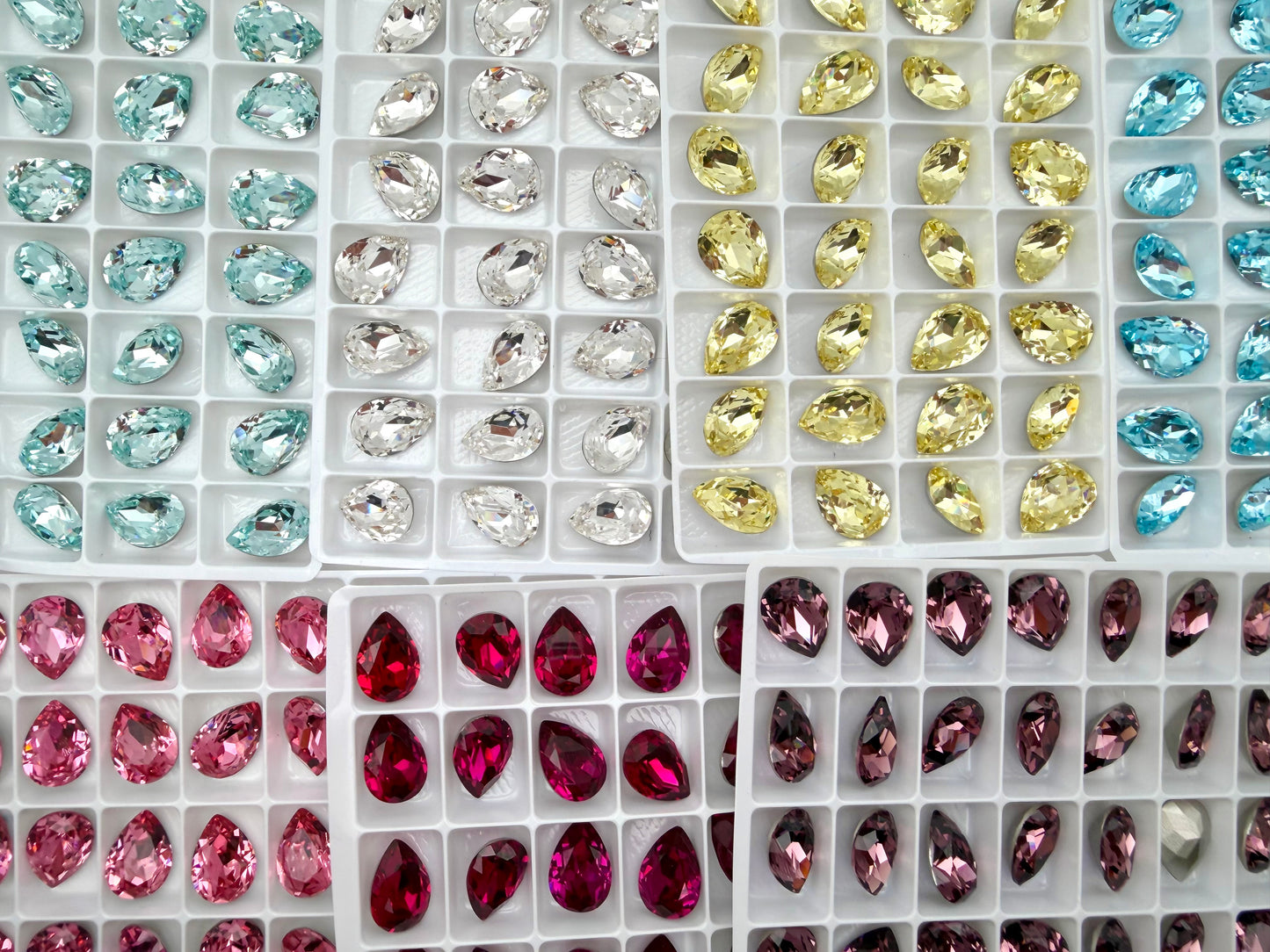 Luxe 10*14mm Large Tear Drop Foiled Pointed Back Rhinestones for Nails Arts and DIY