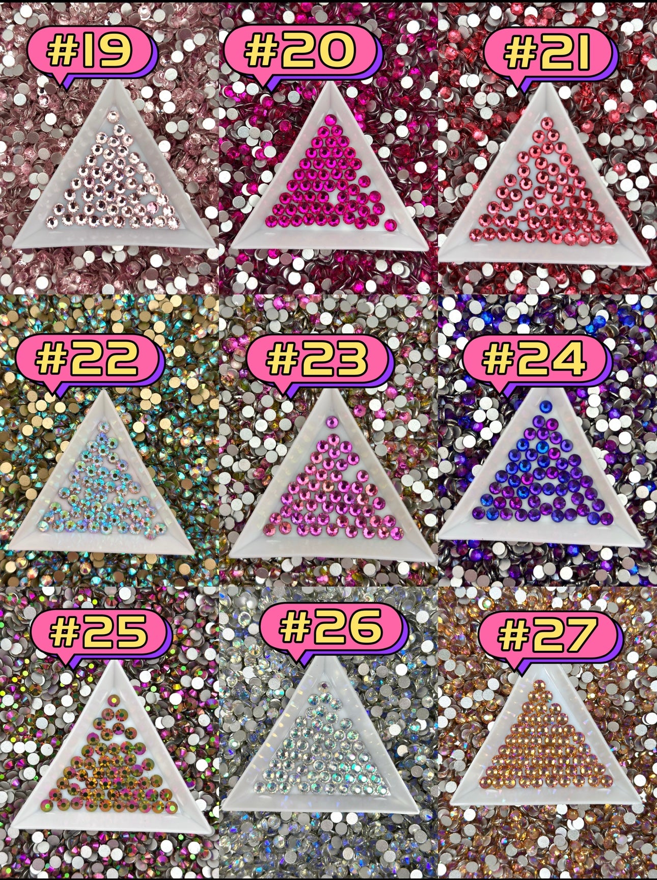 Flat Back Glass Rhinestones (No.19 - No.27) | Multiple Colors & Sizes (SS3-SS20)