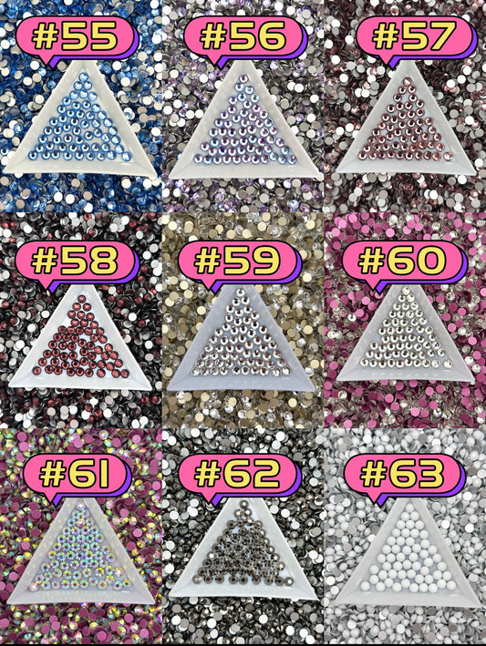 Flat Back Glass Rhinestones (No.55 - No.63) | Multiple Colors & Sizes (SS3-SS20)