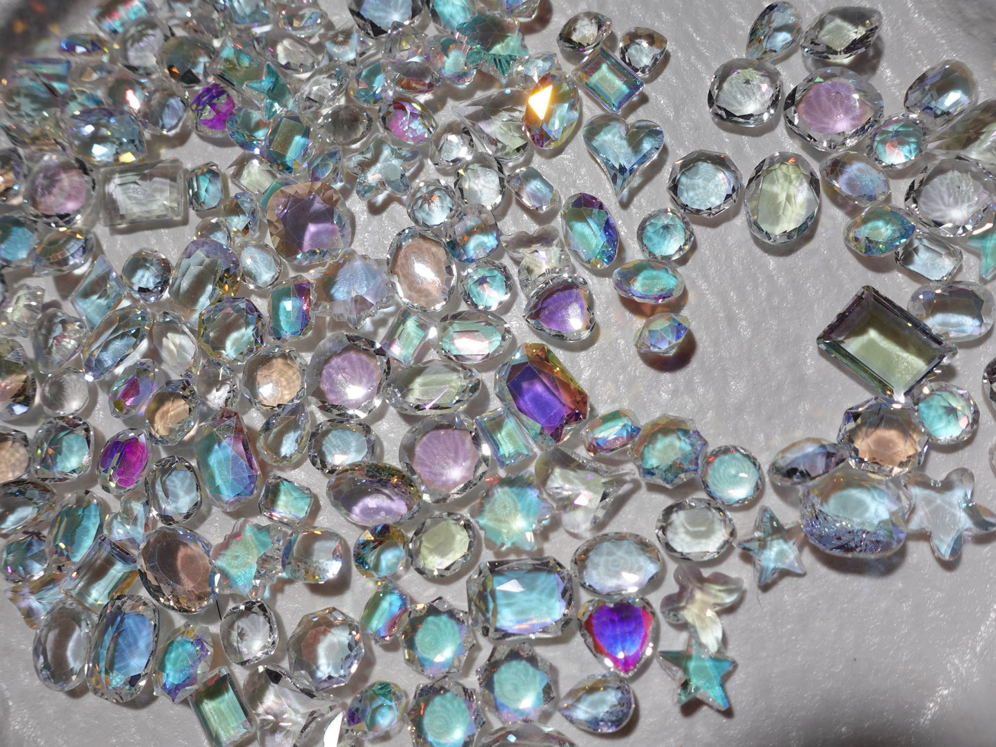 White AB Mixed Pointed Back Crystal Glass Rhinestones For Nails Art and DIY