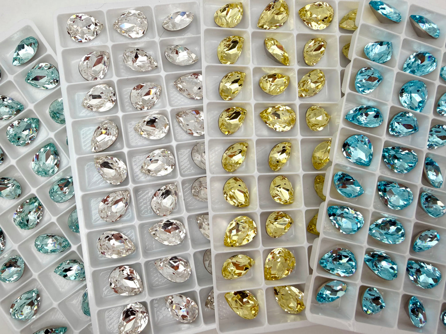 Luxe 10*14mm Large Tear Drop Foiled Pointed Back Rhinestones for Nails Arts and DIY