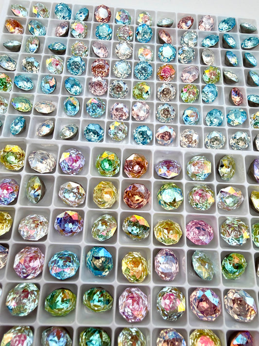 Luxe AB Rose Cut Foiled Pointed Back Rhinestones for Nails Arts and DIY